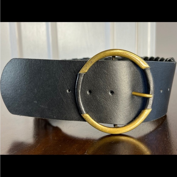 New Jag 3” Wide Black Belt with Buckle 4” Genuine Leather with Weaving XL - Picture 2 of 9